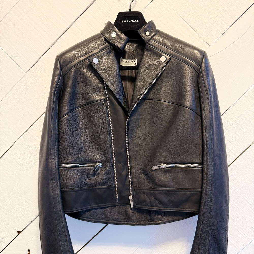Balenciaga Women's Sleek Black Leather Jacket